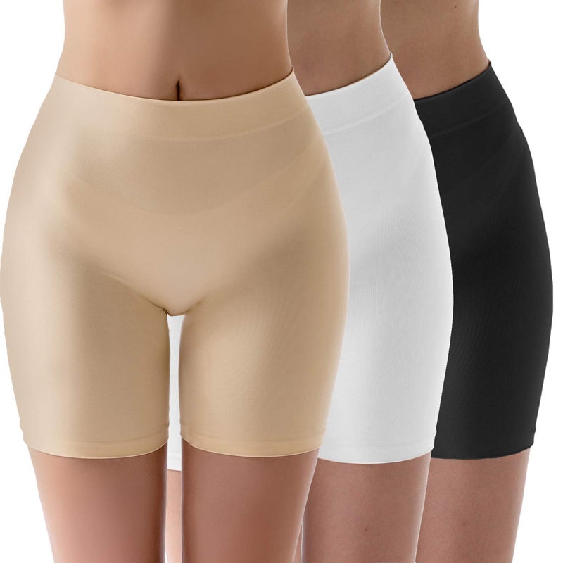 MELERIO Women's Slip Shorts, Comfortable Boyshorts Panties, Anti-chafing Spandex Shorts for Under Dress (3Pcs, 0-2) - Image 1